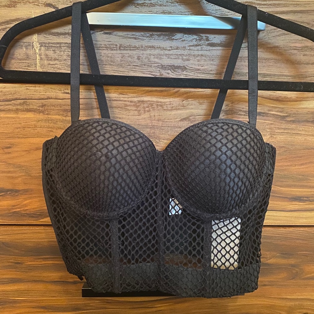NWT Black Fishnet Bra Top